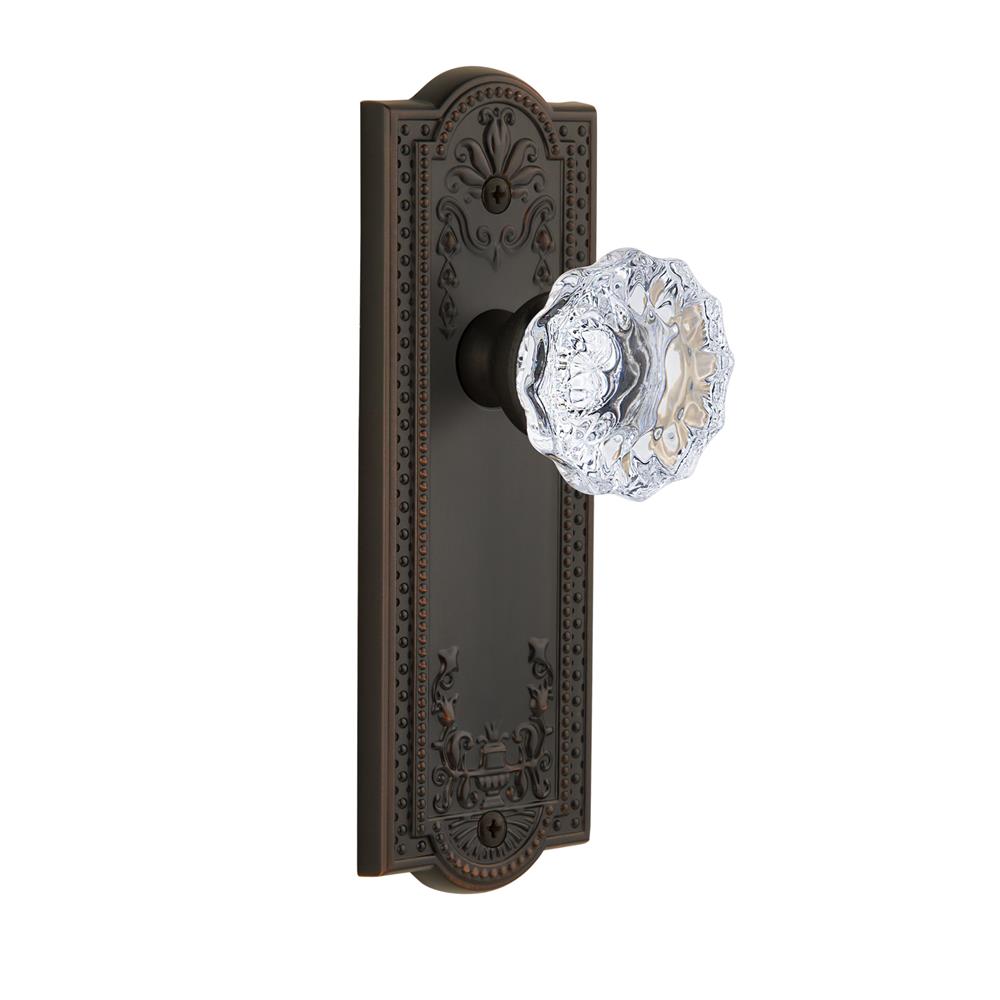 Grandeur by Nostalgic Warehouse PARFON Privacy Knob - Parthenon Plate with Fontainebleau Crystal Knob in Timeless Bronze